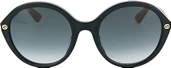 Gucci Round/Oval Sunglasses Shiny Black Luxury Eyewear 